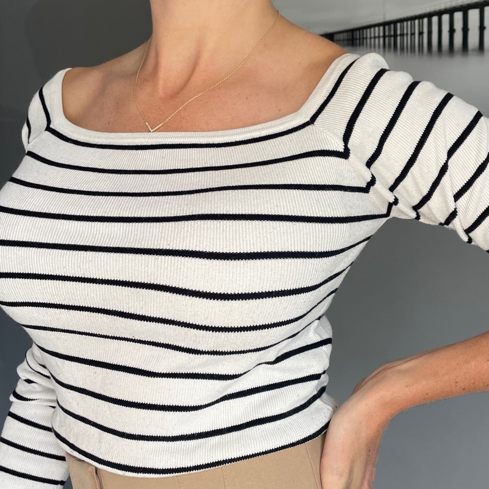 Black and White Striped Crop Top